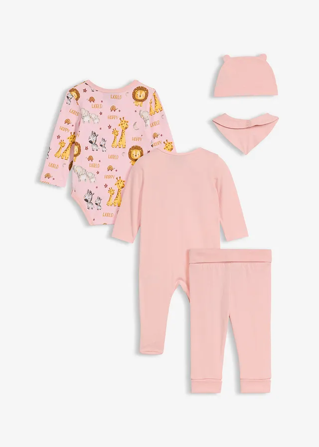 Baby starter set van biologisch katoen (5-dlg. set), Kleur: zoet roze