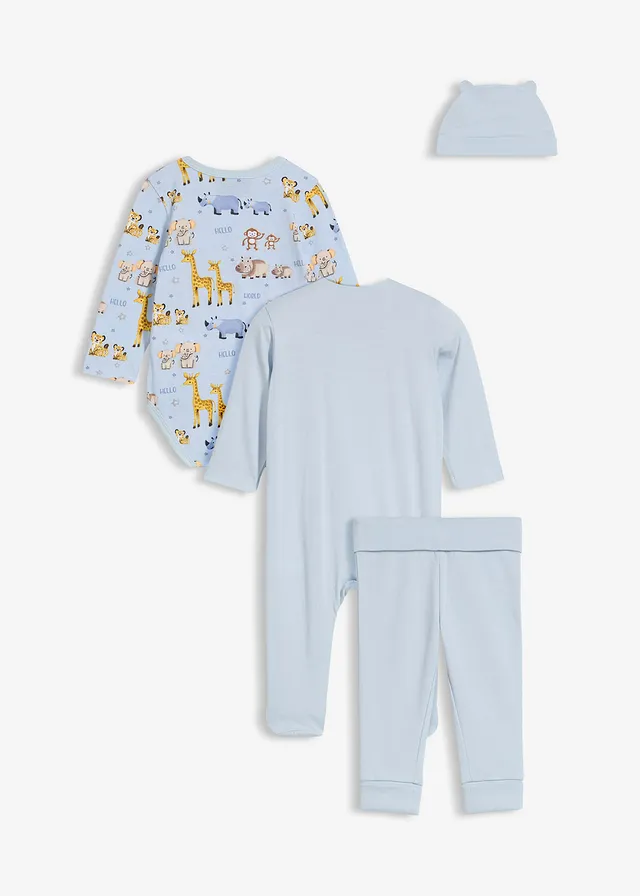 Set de început de drum pentru bebeluși, 100% din bumbac organic (set/5 piese)