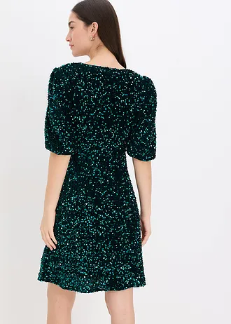 Robe à sequins • vert foncé • Boutique bonprix