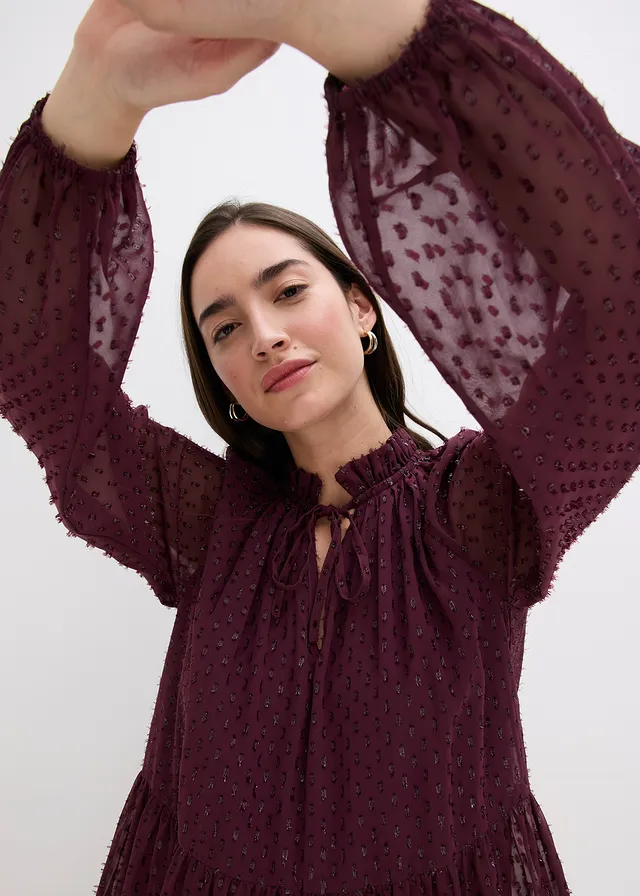 Robe-tunique en voile plumetis irisé • bordeaux • product-page.page-title-suffix