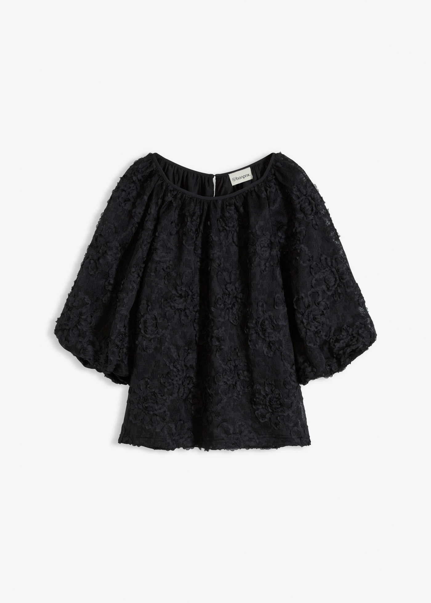 Bluzka ze strukturalnym wzorem w kwiaty • czarny • sklep bonprix