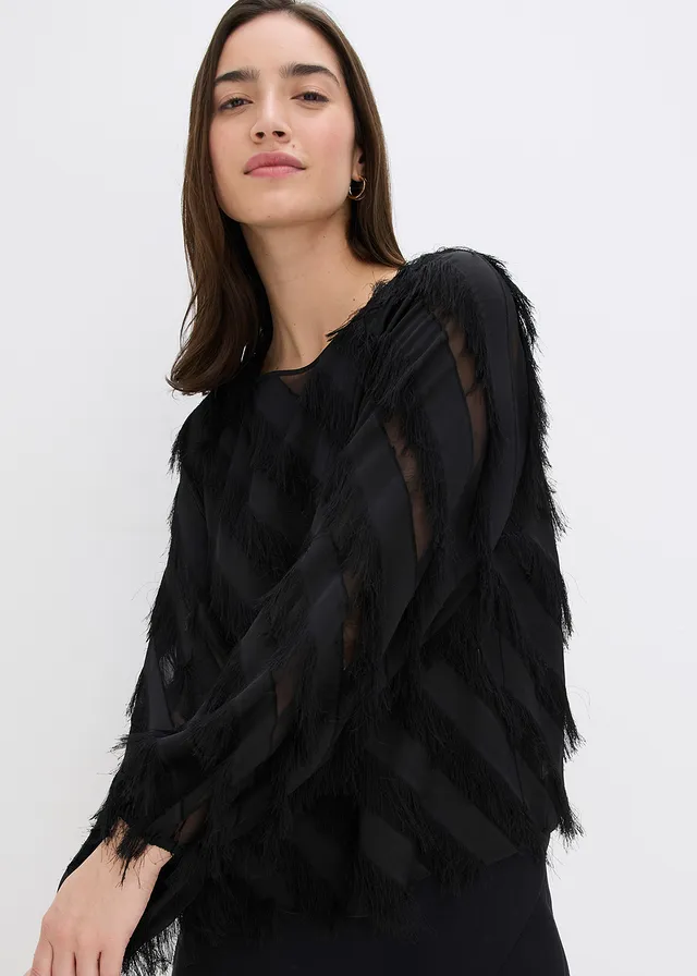 Blouse à détails frangés • noir • product-page.page-title-suffix