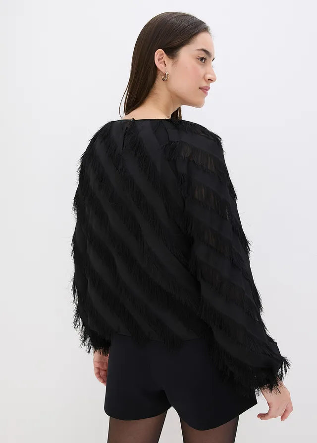 Blouse à détails frangés • noir • product-page.page-title-suffix