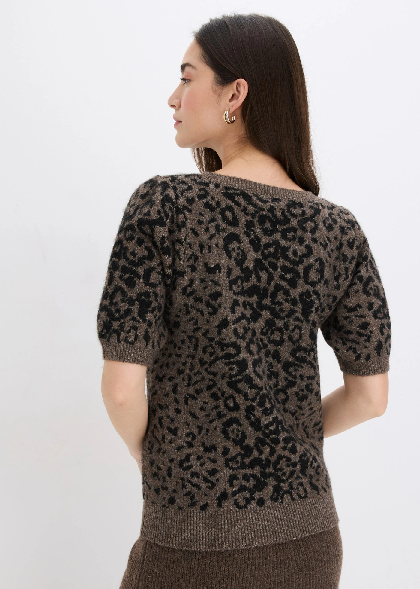 Pull à manches ballon • marron léopard • Boutique bonprix