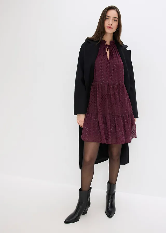 Robe-tunique en voile plumetis irisé • bordeaux • product-page.page-title-suffix