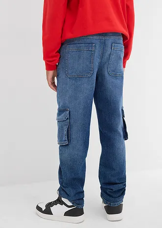 Termo cargo džíny Loose Fit, s žerzejovou podšívkou, Tapered • modrý denim • bonprix obchod
