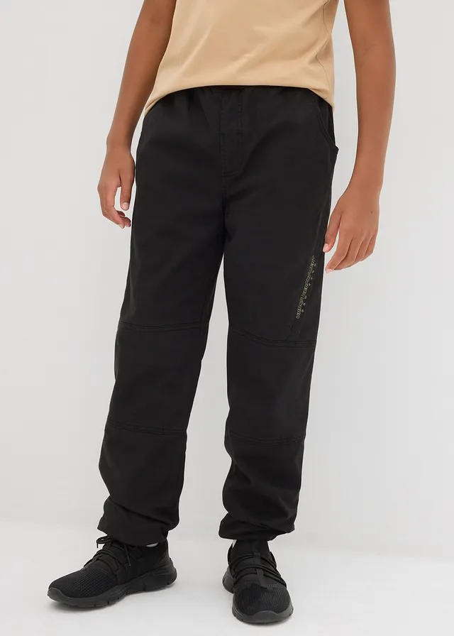 Twill thermo instapbroek met jersey voering, loose fit, Kleur: zwart