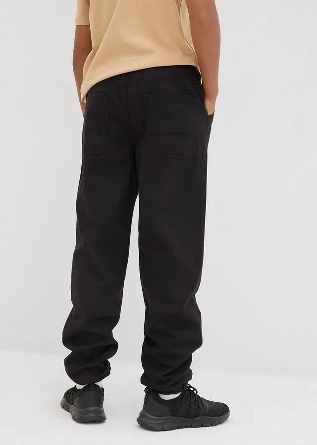 Twill thermo instapbroek met jersey voering, loose fit, Kleur: zwart