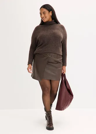 Imitatieleren rok, Kleur: donkerbruin