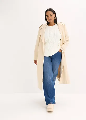 Pull oversize à franges, Couleur: blanc nacré