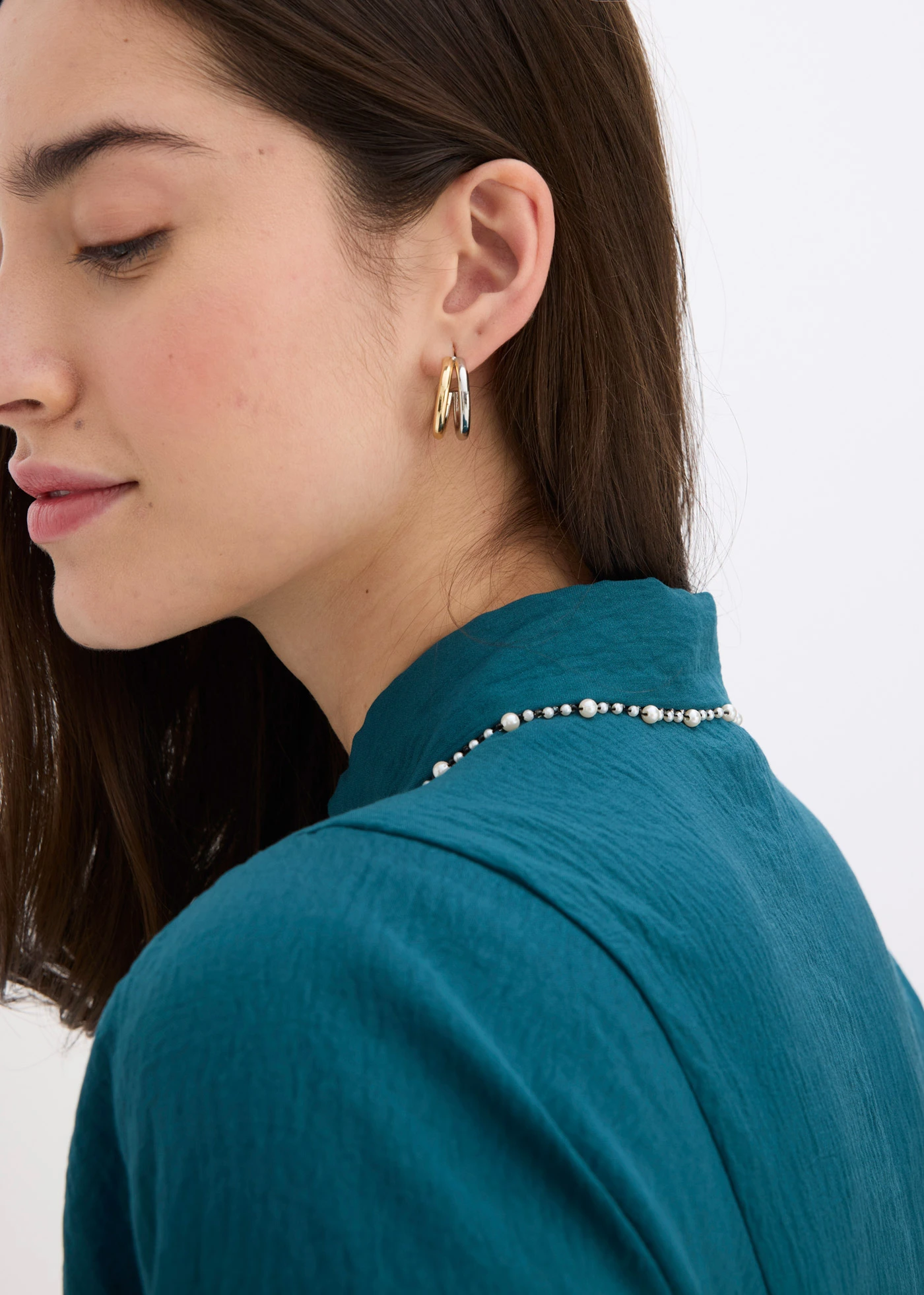 Midi-jurk met parelapplicatie • donkerpetrol • bonprix online shop