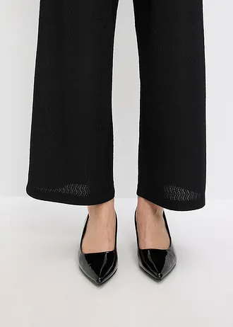 Nadrág gyöngy applikációval, struktúrás dzsörzéből • fekete • bonprix áruház