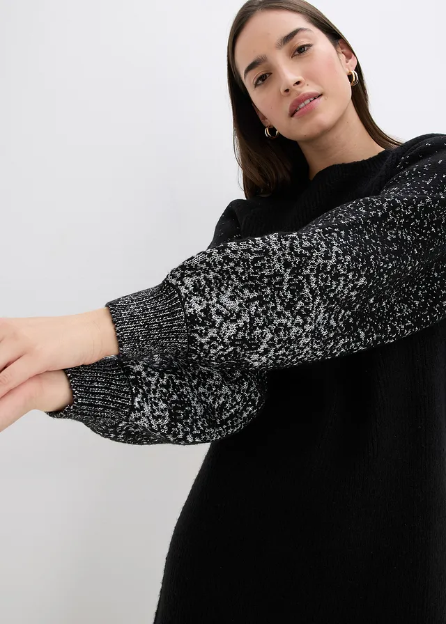 Gebreide jurk met glittereffect • zwart/zilverkleur • product-page.page-title-suffix