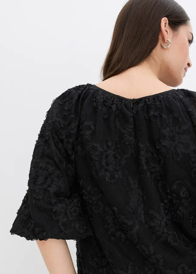 Blouse à motif floral texturé • noir • product-page.page-title-suffix