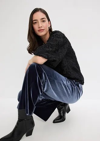 Bluzka ze strukturalnym wzorem w kwiaty • czarny • sklep bonprix