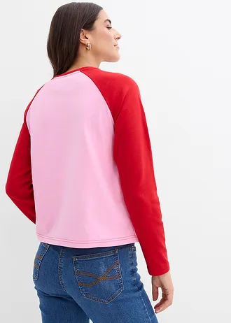 Raglan longsleeve van puur biologisch katoen • roze-salsarood met print • bonprix online shop