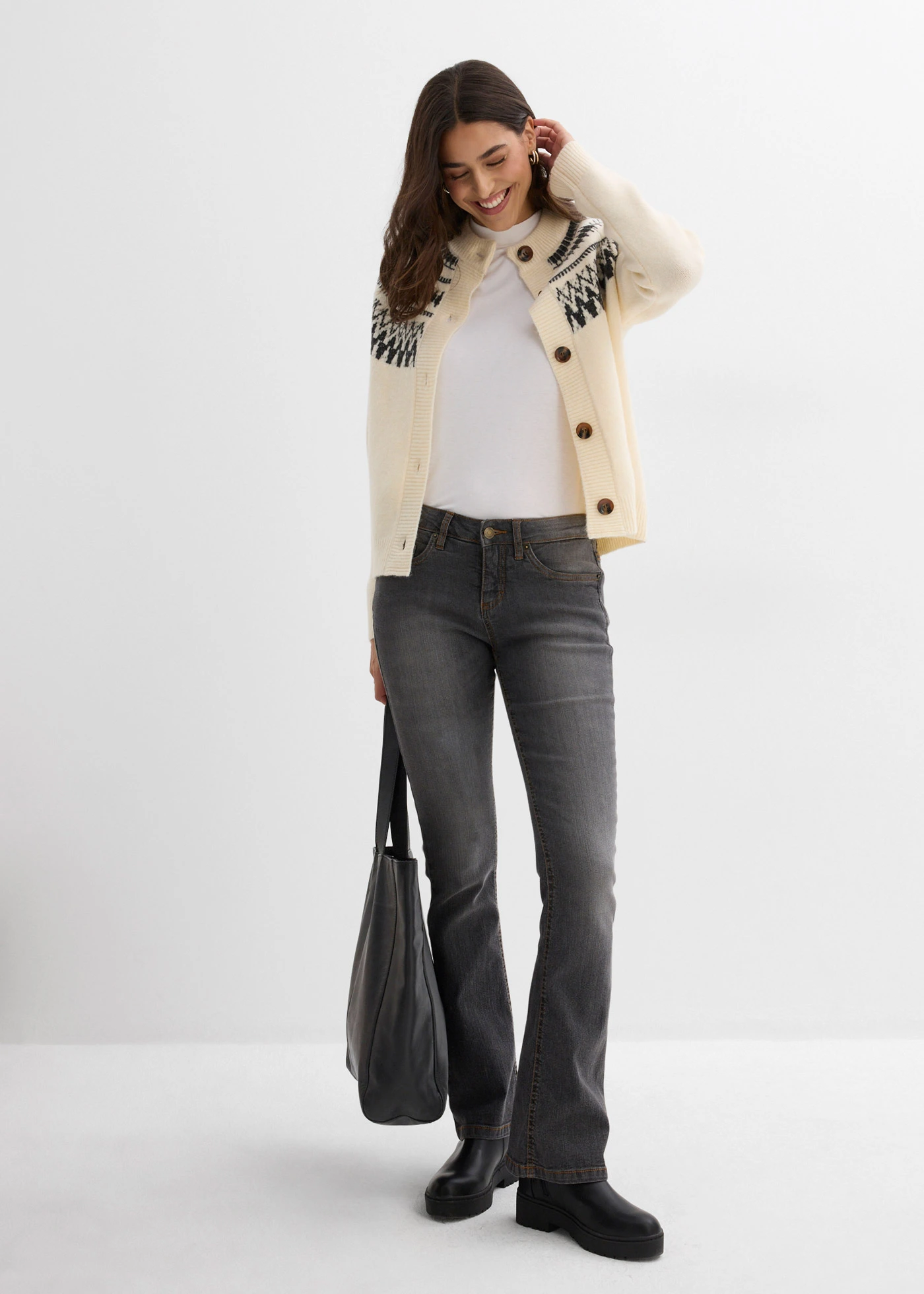 Gilet en maille norvégien • beige naturel norvégien • Boutique bonprix