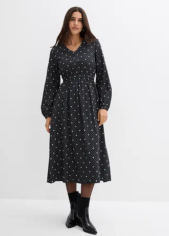 Maxi ruha puha viszkózból • fekete/fehér pöttyös • bonprix áruház