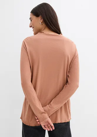 Longsleeve in een katoenmix, Kleur: mocha mousse