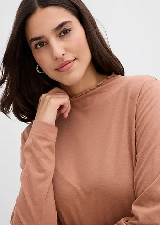 Longsleeve in een katoenmix • mocha mousse • bonprix online shop