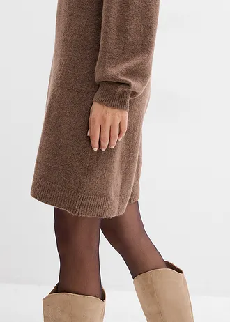 Robe courte en maille avec encolure boutonnée • brun argile • Boutique bonprix