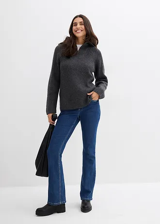 Sweter w prążki ze stójką • antracytowy • sklep bonprix