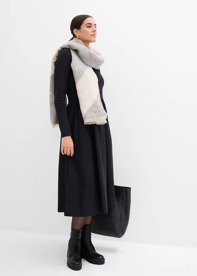 Šaty z mixu materiálov, z čistej bavlny čierna