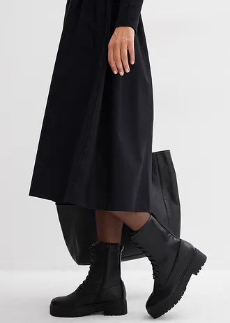 Rochie din mix de materiale din bumbac 100% • negru • magazin bonprix