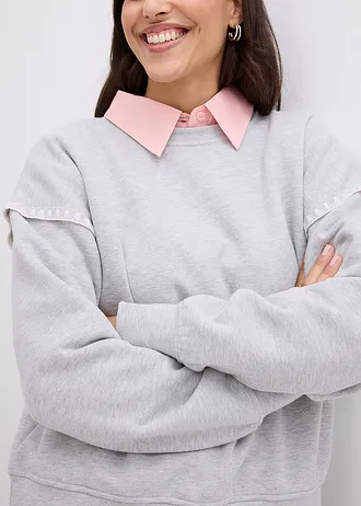 Oversized sweater in een katoenmix • lichtgrijs gemêleerd • bonprix online shop