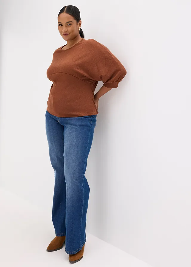 T-shirt en maille bouclette, Couleur: marron chiné