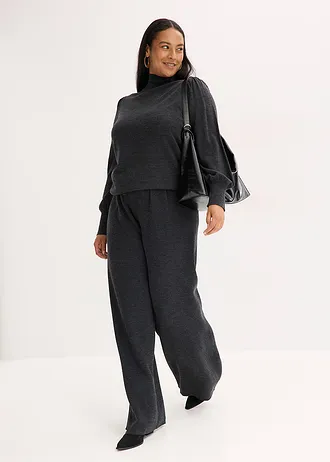 Kalhoty z jemné pleteniny, barva: antracitový melír