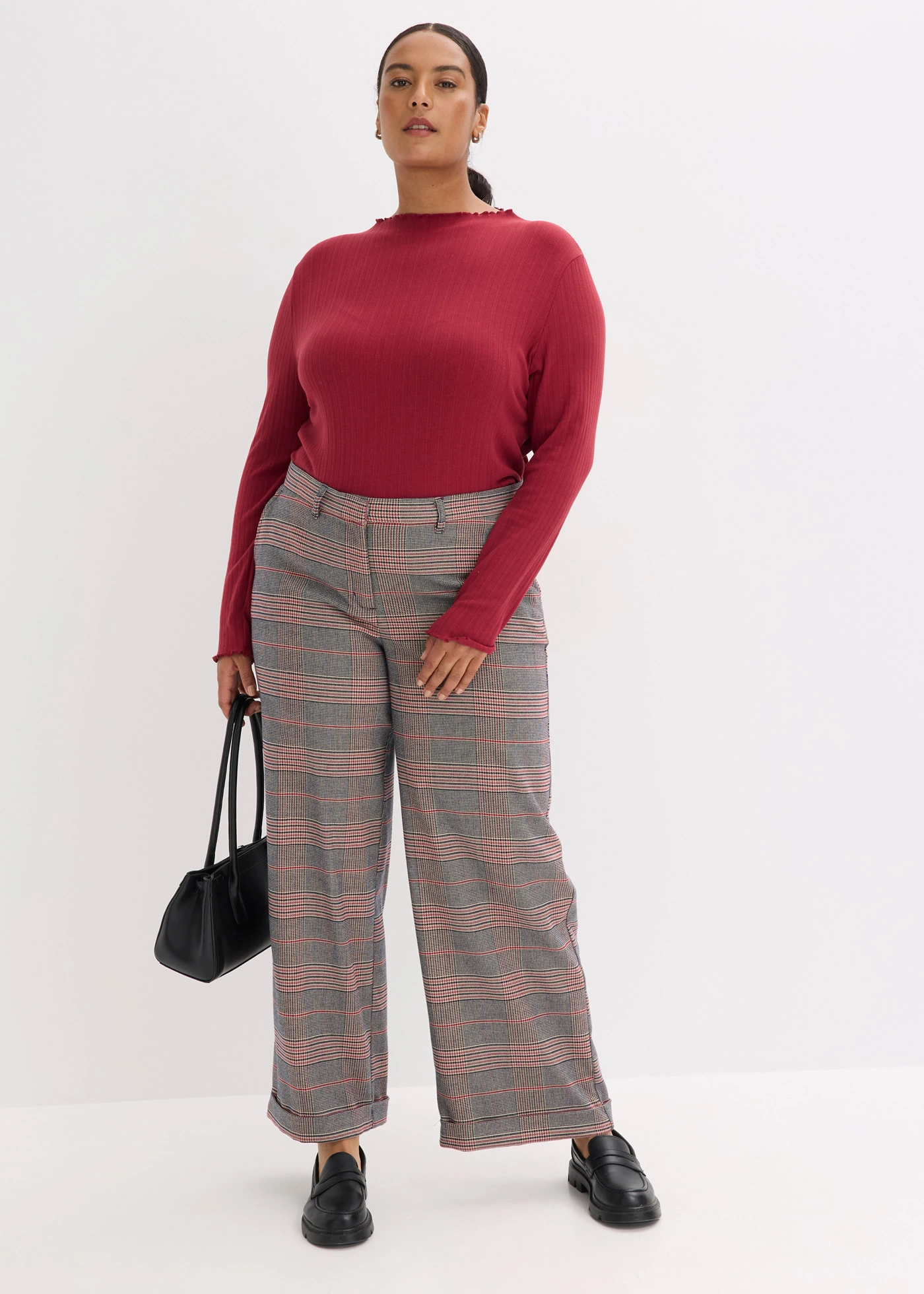 Marlene Dietrich broek • bruin-beige geruit plus size • bonprix online shop