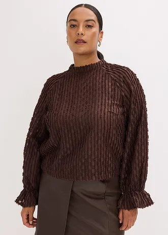 Halenka ze strukturovaného materiálu, barva: tmavě hnědá