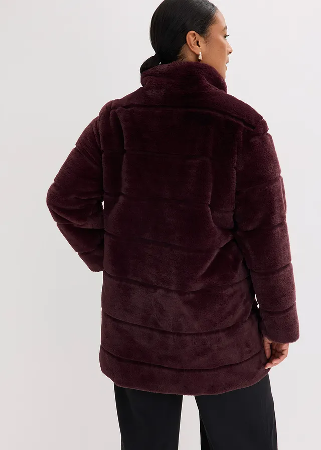 Manteau en tissu peluche, Couleur: bordeaux