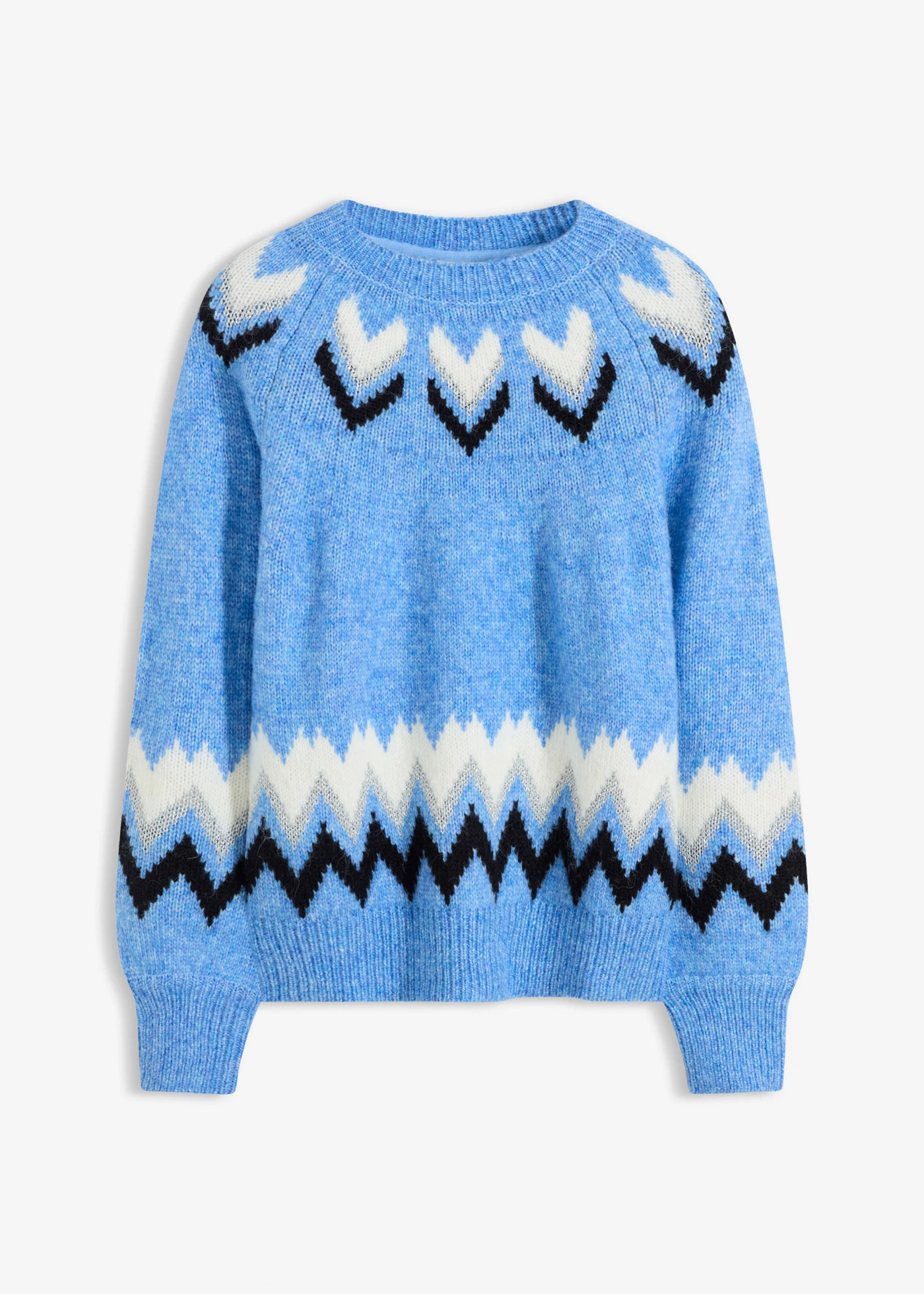 Svetr s norským vzorem se třpytivými proužky • světle modrá s norským vzorem • bonprix obchod
