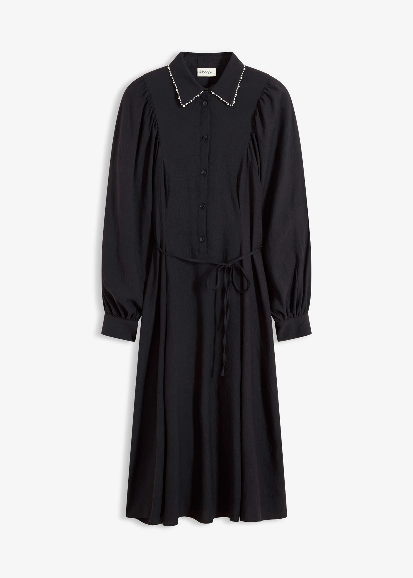Midi-jurk met parelapplicatie • zwart • bonprix online shop