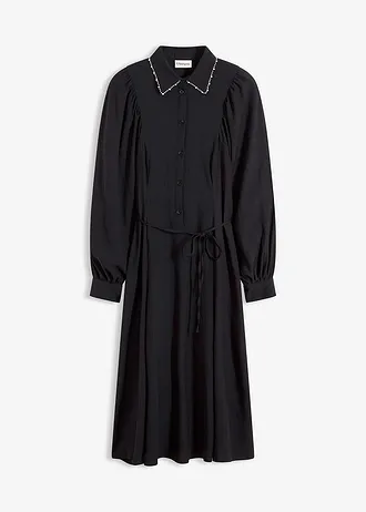 Midi-jurk met parelapplicatie • zwart • bonprix online shop