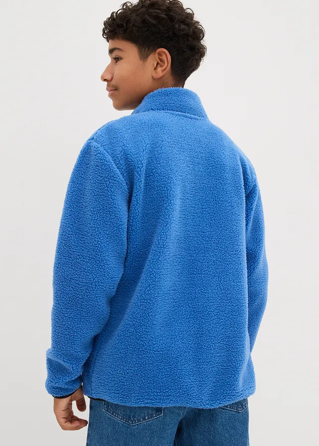 Veste en sherpa, Couleur: bleu/noir