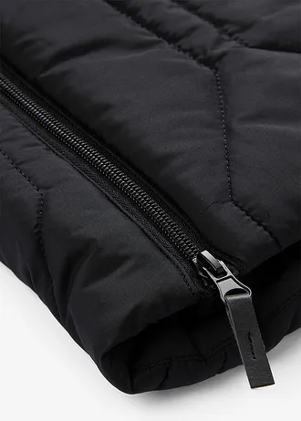 Korte coat met diamantstiksels en ritsen opzij • zwart • bonprix online shop