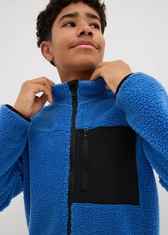 Bunda z medvídkového flísu • modro-černá • bonprix obchod
