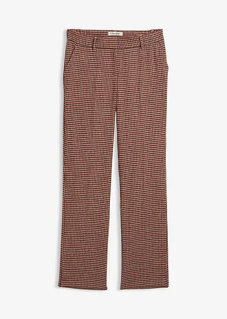 Broek van een zachte wolmix, Kleur: amandelbeige-donkerbruin geruit