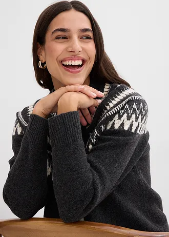 Noors vest • antraciet Noors patroon • bonprix online shop