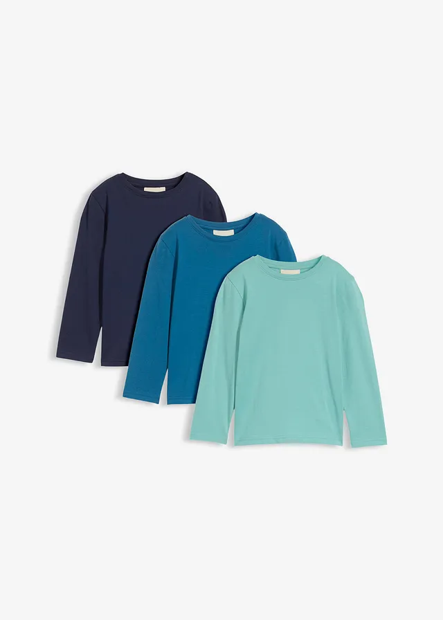Bluze cu mâneci lungi cu bumbac organic (set/3 buc.)