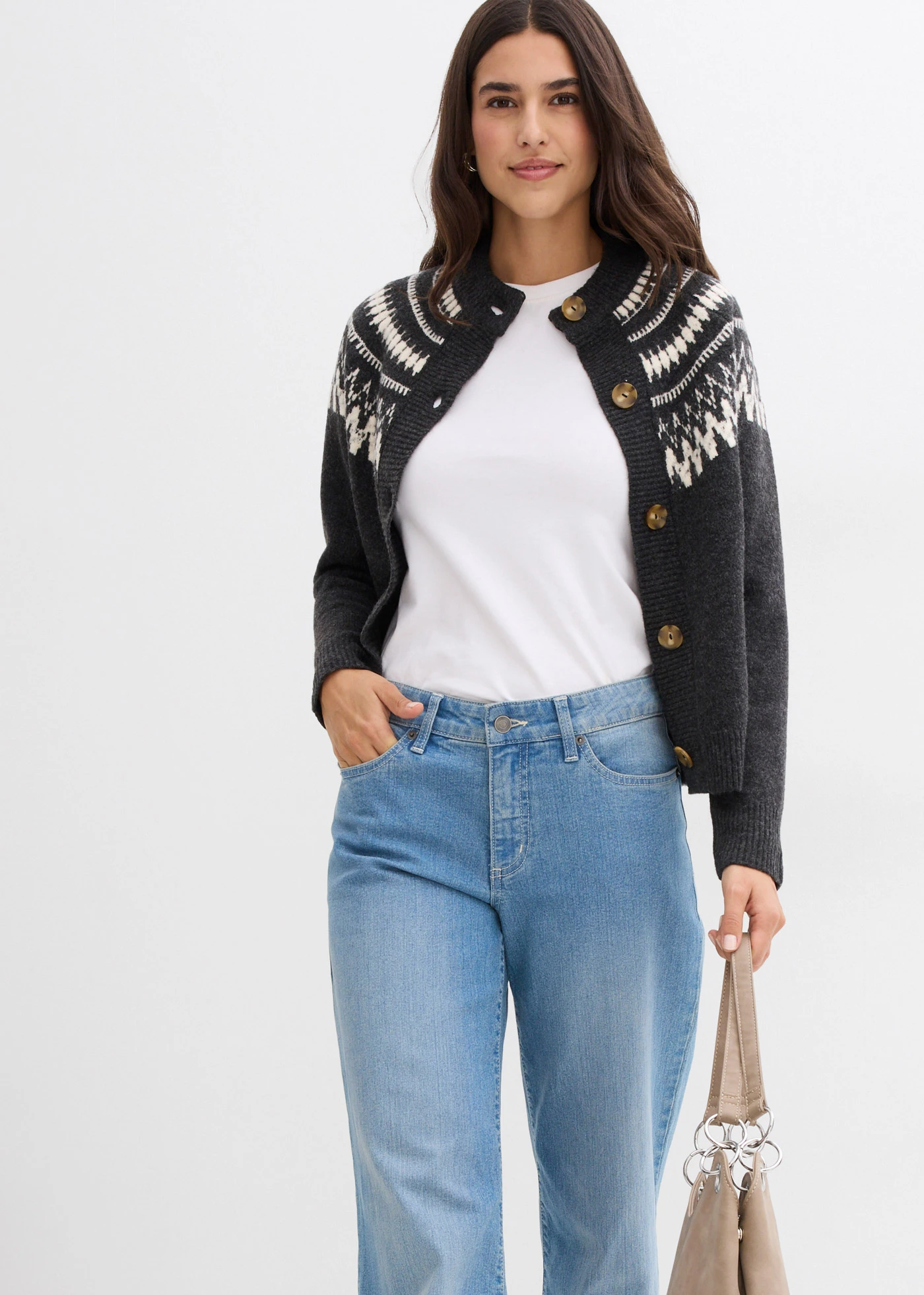 Gilet en maille norvégien • anthracite norvégien • Boutique bonprix