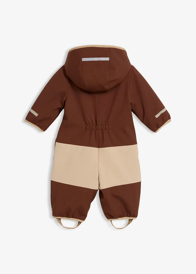 Baby softshell overall met teddyfleece en capuchon, Kleur: donkerblauw