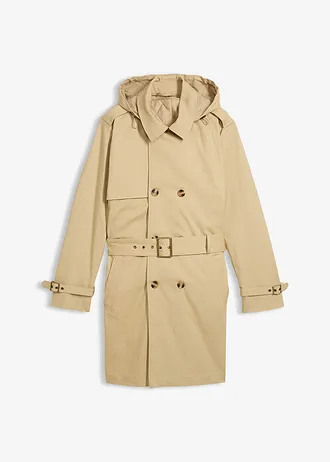Trench-coat déperlant avec capuche amovible
