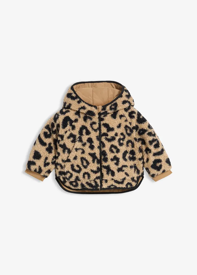 2-in-1 omkeerbare jas van teddy fleece, Kleur: mat camel-zwart