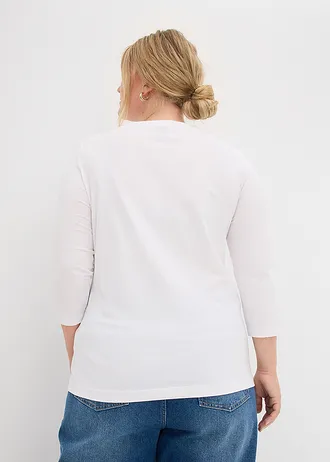 Tričko s 3/4 rukávem, s čistou organickou bavlnou, barva: bílá