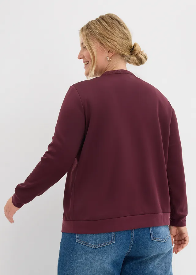 Sweatvest van scuba met ritssluiting, Kleur: wijnrood