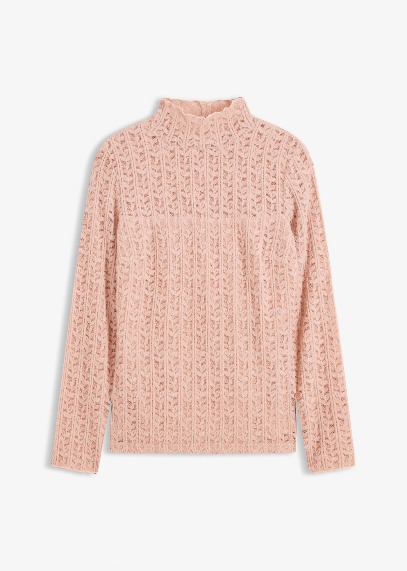 Bluză cu guler rulat din dantelă • roz vintage • magazin bonprix